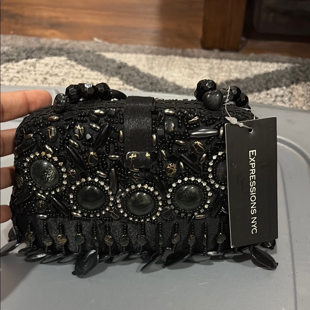 Expressions Black Embellished Wristlet